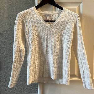 Charter Club cream cable sweater with v neck in petite small!